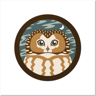 Saw whet Owl Logo Posters and Art